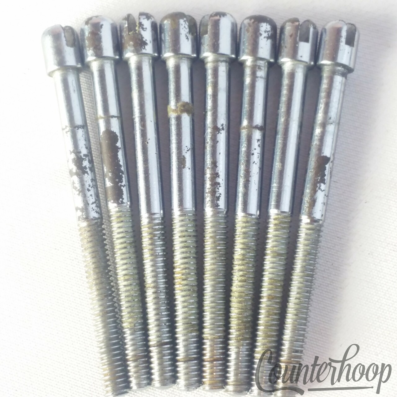 Ajax 8x 2 9/16" Slotted Tension T-Rods Snare/Tom Drum UK Vintage 60s Tensioner — main photograph