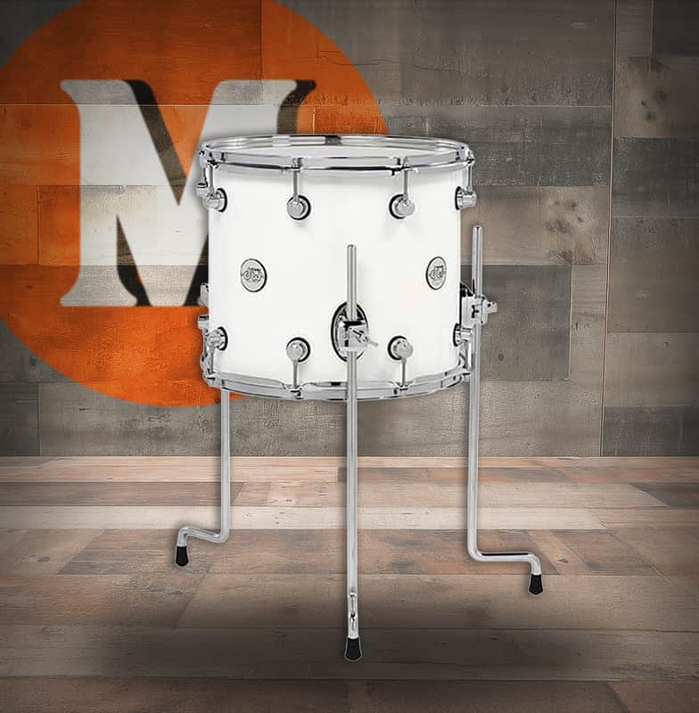 DW Design Series Maple Floor Tom 12x14 - Gloss White Lacquer w/Chrome Hardware (DDLG1214TTWH) image 1