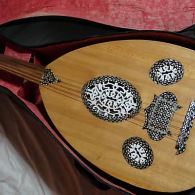 Vintage Egyptian Oud w/beautiful Inlay, Case Middle Eastern Instrument 70's image 1