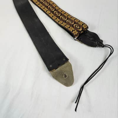 Ace Vintage Brown Jacquard Woven Strap, 1960s, Leather Ends, USA image 1