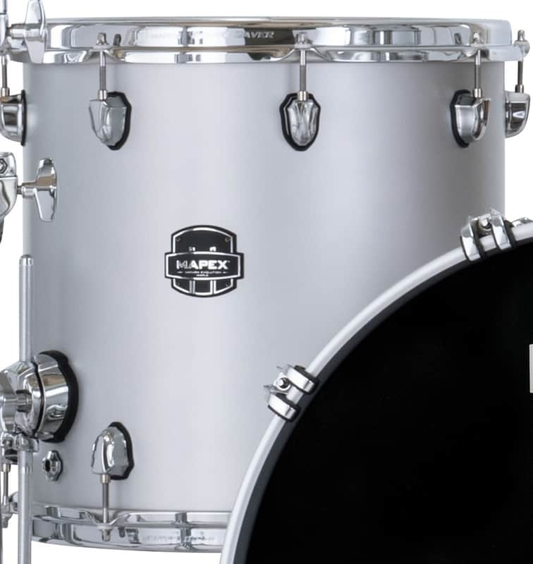 Mapex Saturn Evolution 16x16" Iridium Silver Lacquer w/Chrome Hardware Floor Tom w/Legs Maple-Walnut | NEW | +AK & HI | Dealer image 1