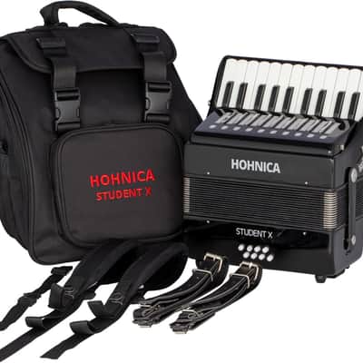 Hohnica 8 Bass Student X Piano Accordion - Black (STUX) image 2