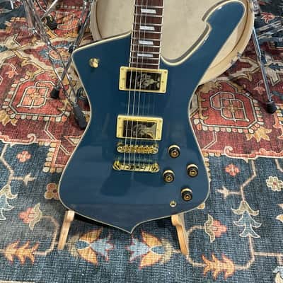 Ibanez Iceman IC420AB Electric Guitar, Antique Blue Metallic image 2