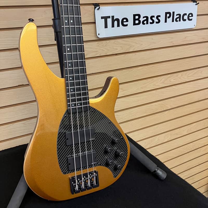 KLOS Apollo IV Custom Bass - Mahogany body / Gold Finish - Carbon Fiber neck -  NEW! 3 band EMG EQ & Pick up system - 8.1 pounds