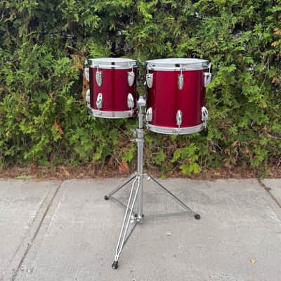 Yamaha 8" + 10" 8000 Tour Custom Tom Drum TT-810GP TT-808GE Wine Red Made in Japan Vintage 80s image 2
