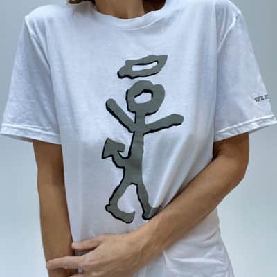 "Sinning Saint" Unisex White T-Shirt by Will Lee - Size Medium - All tees available in other sizes image 1