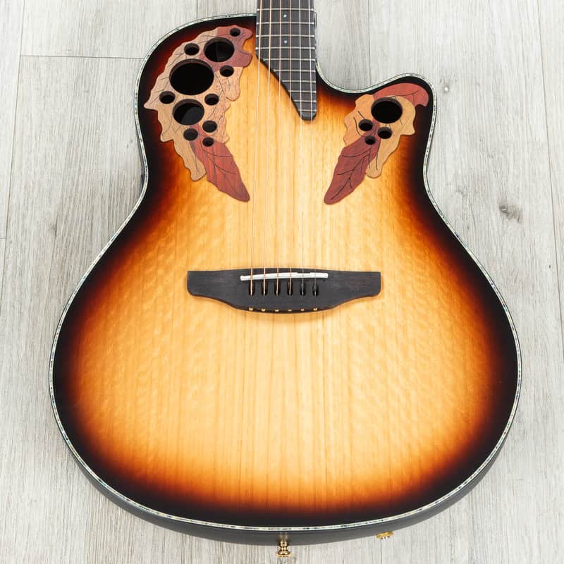 Mint Ovation Limited Celebrity Elite Plus Exotic Acoustic-Electric Guitar, Flamed Eucalyptus, Sunbur image 1