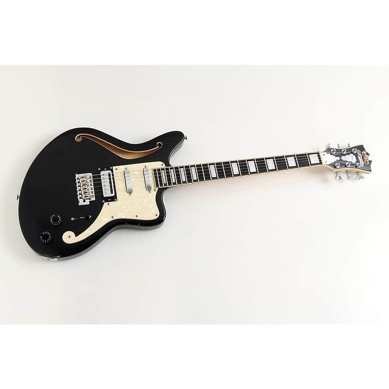 D'Angelico Premier Series Bedford SH Limited-Edition Electric Guitar with Tremolo Regular Black Flake image 1