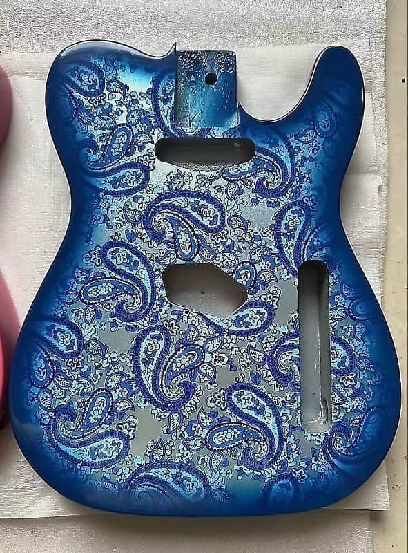 Mahogany Telecaster Tele Style Guitar Body in Vintage Blue Amoeba Finish image 1