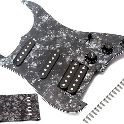 Electric Guitar Pickguard 3-ply Loaded Prewired Humbucker Pickguard Pickups Set for Guitar,Black Pearl image 2