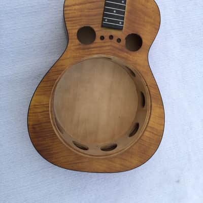 Tiger Maple Top Resonator Dobro Guitar DIY Project, Rosewood Fingerboard Neck image 1