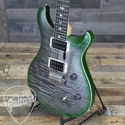 Mint PRS Wood Library CE-24 Satin Quilt Top - Faded Gray Black Green Burst with Gigbag image 11