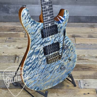 Paul Reed Smith Custom 24 Quilt Artist Top Awabi Birds - Faded indigo with Hardshell Case image 9