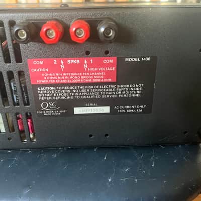 QSC Model 1400 2 channel power amp with Rack mount bolts/washers. Ex-church. Looks near new. image 7