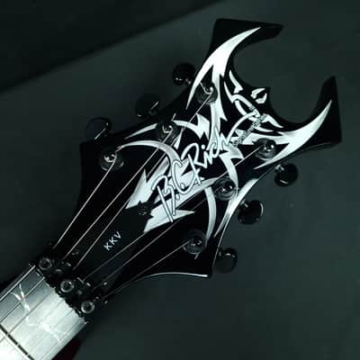 B.C. Rich KKV Kerry King Signature Speed V 2008 Made in Korea Onyx with White Tribal Graphic Neck Thru Kahler EMG 81 85 Slayer guitar image 6
