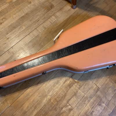 Vintage MIJ Japanese Acoustic guitar dreadnought Case 1970’s 70’s- Salmon Pinw blue interior fits Yamaha FG-180 red label and others image 4