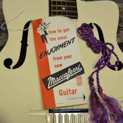 Vintage 1950s Maccaferri G30 Decorated Archtop Plastic Guitar w Original Box + Goodies image 17