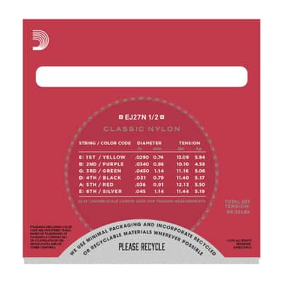 D'Addario EJ27N 1/2 Student Nylon Fractional, Normal Tension image 3