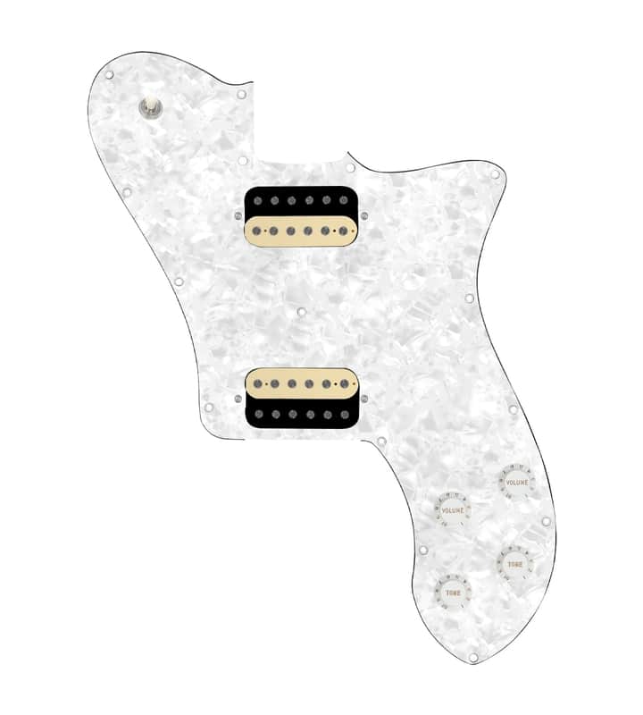 920D Custom 72 Deluxe Tele Loaded Pickguard With Uncovered Roughneck Humbuckers, White Knobs, and White Pearl Pickguard image 1