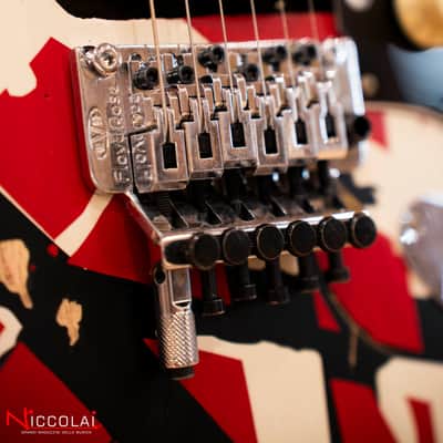 EVH Striped Series Frankenstein Frankie, Maple Fingerboard, Red with Black Stripes Relic image 5