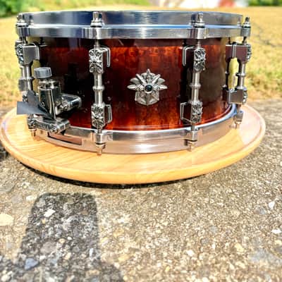 Tama Warlord Collection Masai 6x14" Bubinga Snare Drum 2000s - Quilted Bubinga Burst image 1