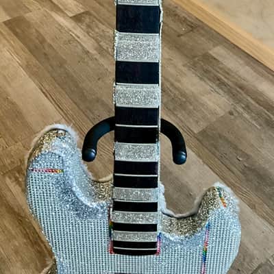 4-String Bass Guitar - Pastel Rainbow & Silver Sparkle image 3