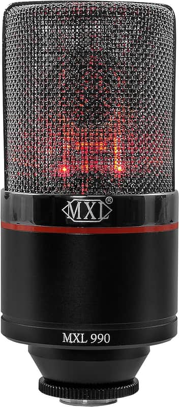 MXL 990 Condenser Microphone for Podcasting, Singing, Home Studio Recording, Gaming & Streaming | Red LED Lights | XLR | Large Diaphragm (Blaze) image 1