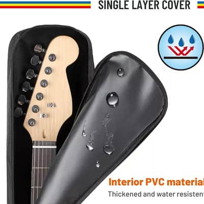Electric Guitar Gig Bag | Soft Padded Heavy-Duty Case with Shoulder Straps & Utility Pocket | Black with Rainbow Accents image 3