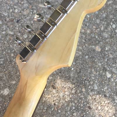 Lefty USA Made Musikraft Custom Aged Relic Strat Guitar Neck Amber Satin Fully Loaded Tuners image 4