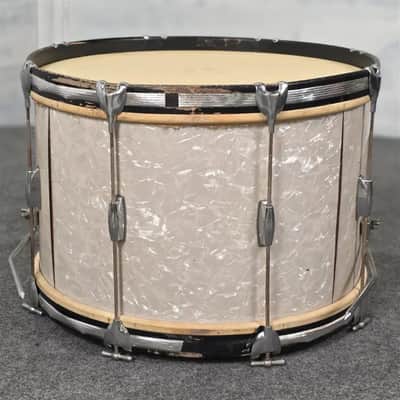 Used Vintage Gretsch Round Badge Bass Drum 22x14 White Marine Pearl - Fair image 9