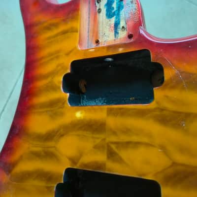 Cherry Burst Headless Guitar DIY Project Body with Maple Top image 4