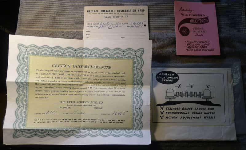 Gretsch Guarantee papers 6117 1967 image 1