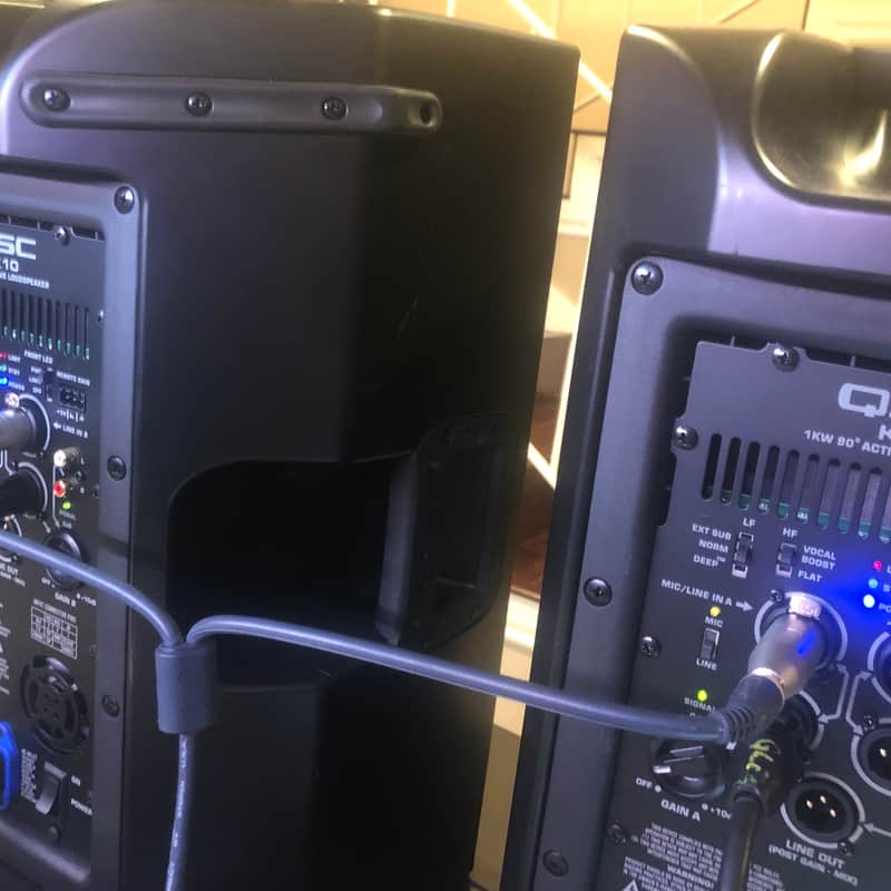 QSC K10 powered speakers Red