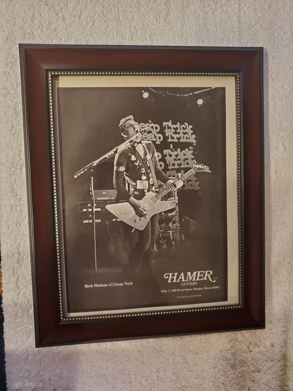 1979 Hammer Guitars Promotional Ad Framed Cheap Trick Rick Nielsen Original image 1
