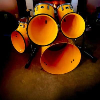 Vintage North Drums 4pc drum Kit 1970's,Yellow. Refurbished by Blonde Knuckle Custom Drums Works image 1