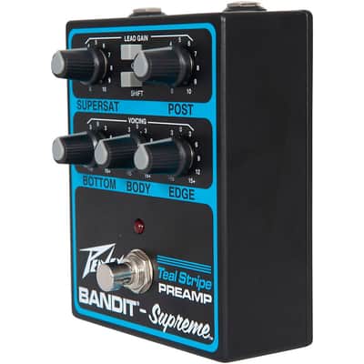 Peavey Bandit Supreme Teal Stripe Preamp Pedal Regular Black and Teal image 3