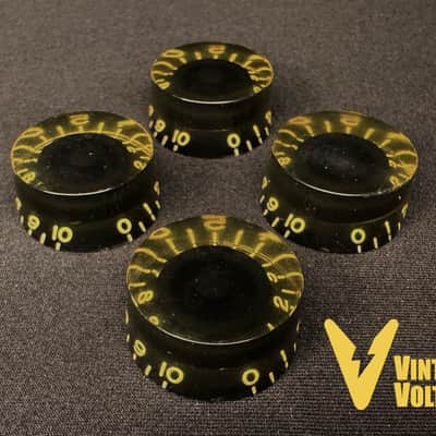 PREMIUM Butyrate Black Speed Knobs Relic Aged for Gibson Custom Shop Les Paul 1954 1957 Reissue 1970 Custom Correct Vintage Spec Set of 4