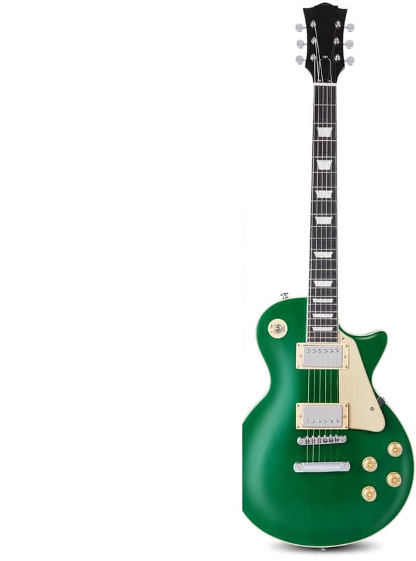 Beginner, Intermediate & Pro Players Solid Body Guitar, Bonus 2-Pack of Picks, Mahogany Wood, Volume/Tone Controls, 3-Way Pickup - Green image 1