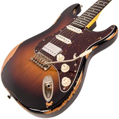 Vintage Vintage V6H ICON HSS Electric Guitar ~ Ultra-Gloss Distressed Sunset Sunburst  V6HMRSSB image 3