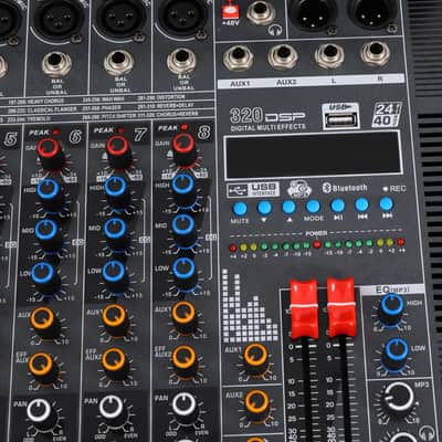 8-Channel Bluetooth Live Studio Audio Mixer – USB Mixing Console with Phantom Power & DSP image 2
