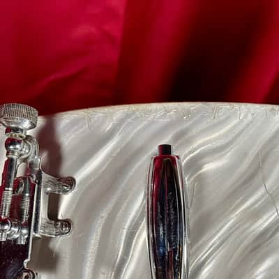 1960s Gretsch Name Band 5.5x14 Snare Silver (White) Satin Flame image 13