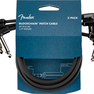 Fender Blockchain 24" Pedal Patch Cables, 3-pack, Angle/Angle image 1