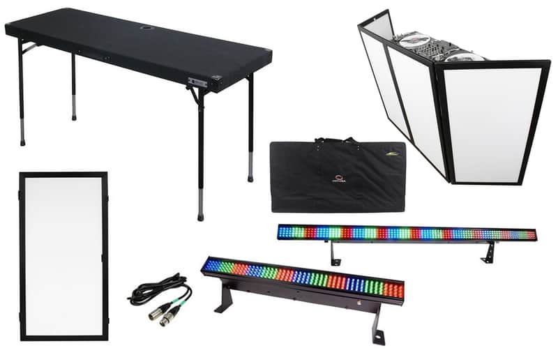 Odyssey CTBC2060 DJ Table +Scrim Werks SWF4846B Façade +Extra Panel +LED Lights image 1