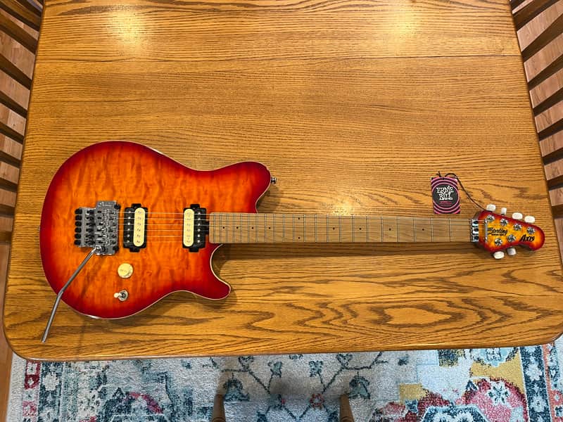 Sterling by Ernie Ball Music Man Axis AX50 Lava Burst Quilted Maple Top Electric Guitar Roasted Maple Neck Fingerboard AX50QM Whammy Tremolo Bar image 1
