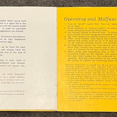Fender Amplifier Operators Guide Pamphlet CBS Mid-60’s image 3