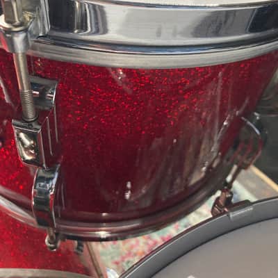 Frankie Banali's Quiet Riot - Leedy & Ludwig Restored 6-Piece Set, 24", 20", 16", 13", 12", 14x5" Matching Snare! Immaculate 1950-1955 - Sparkling Red Pearl image 13