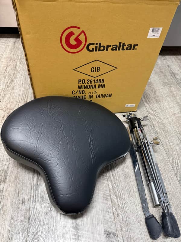 Gibraltar Throne 6608 6600 Series Moto Seat Motorcycle-Style Drum Throne 2010s - Black/Chrome image 1