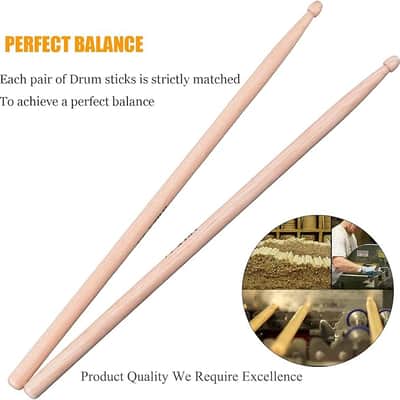 5A Drum Sticks Classic Drumsticks Wood Tip Drumstick 3 Pair image 3