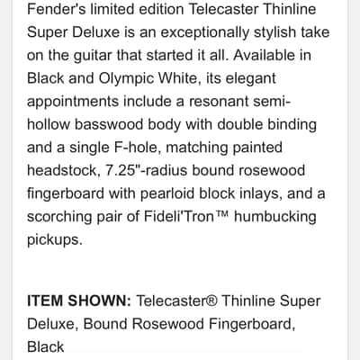Fender Telecaster Thinline Super Deluxe 2015 Black MIJ image 4