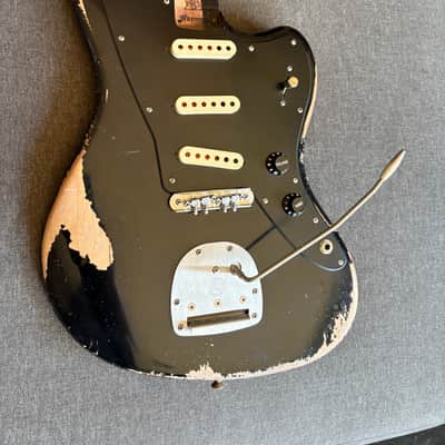 WARMOTH JAZZMASTER BODY • MJT BLACK NITRO RELIC • MASTERY BRIDGE & VIBRATO • NO PICKUPS image 1